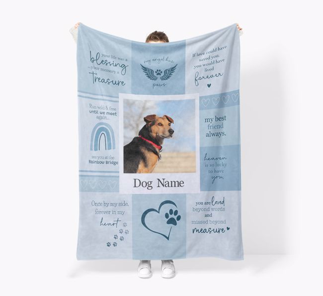 Memorial Quotes: Photo Upload {breedFullName} Premium Sherpa Fleece Blanket